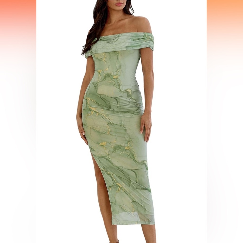 New Floerns Women's Floral Print Off Shoulder Short Sleeve Ruched Bodycon Dress
